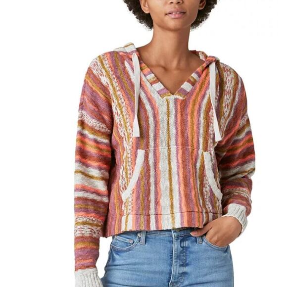 LUCKY BRAND Women's Drawstring Cropped Baja Hoodie NWT - Picture 1 of 6